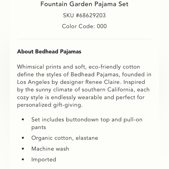 Anthropologie Bed Head Fountain Garden Pajama Bottoms Size Large NWT - Picture 2 of 11